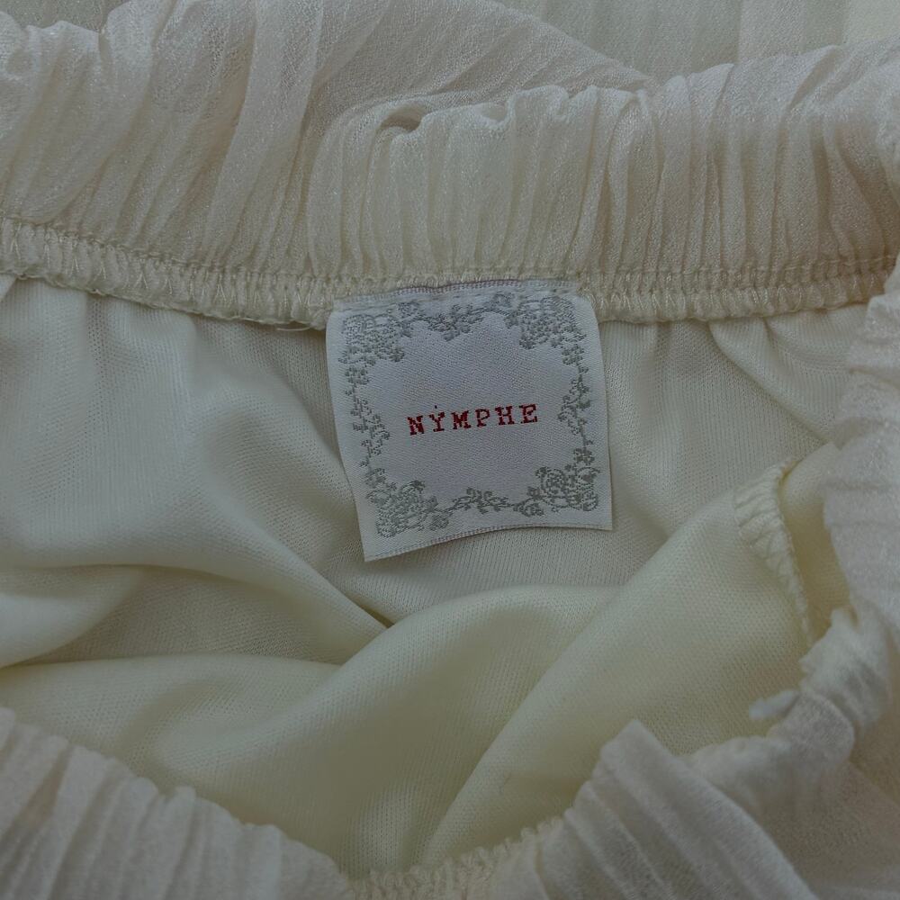 Vintage y2k Women's Cream Nymphe Flowy Fairy Maxi Skirt W/ Sheer Chiffon Overlay - Picture 4 of 7
